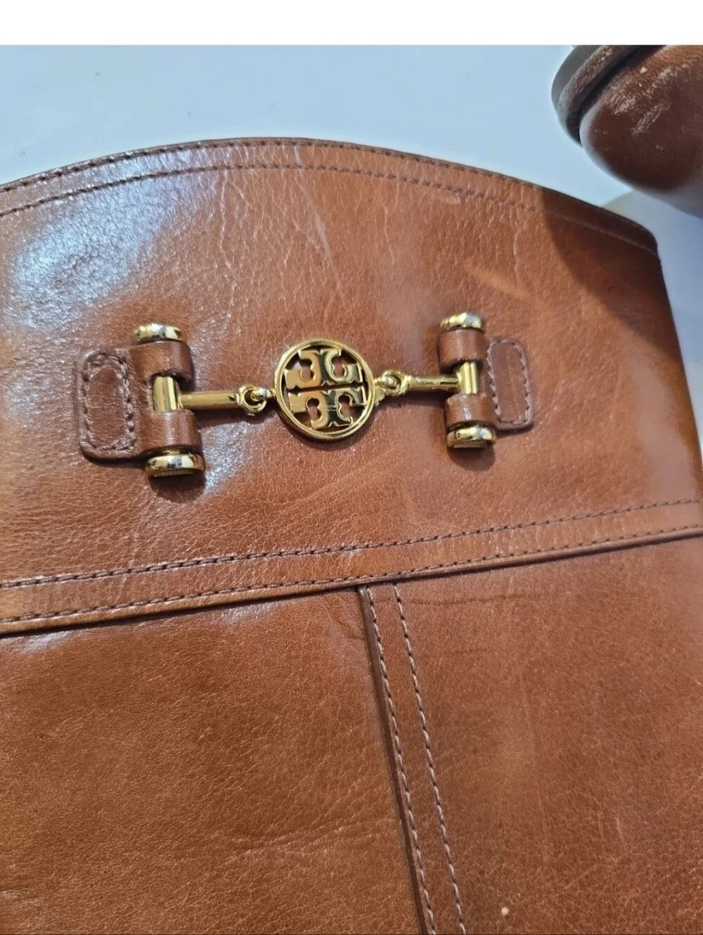 Tory Burch Womens Brown Leather Riding Boots - Classic Equestrian Style Size 7.5